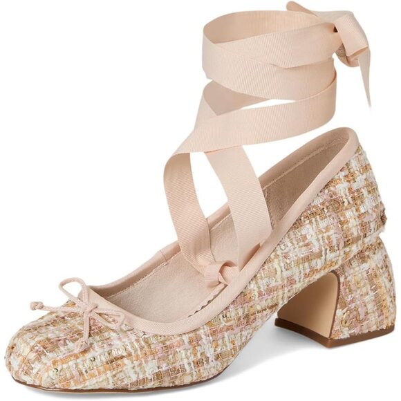 Circus by Sam Edelman Womens Vanilla Bean Fabric Block Heel Della Lace-up Pump - Picture 6 of 6